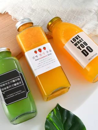 Wholesale 250ml 350ml 500ml Juice Square Glass Bottle With Lids - Image 3