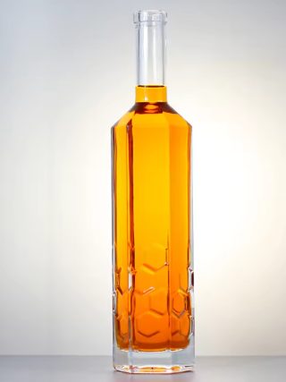 Honeycomb design pattern glass liquor bottle with cork stopper BC047 - Image 3