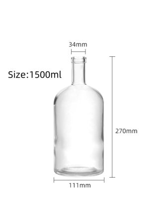 1500ml Clear Big Glass Bottle for Vodka BC062 - Image 2