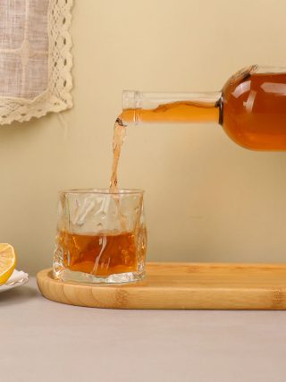 750ml Clear Glass Liquor Bottle with Bar Top Neck Finish and Glossy Dark Wood Varnish Closure - Image 6