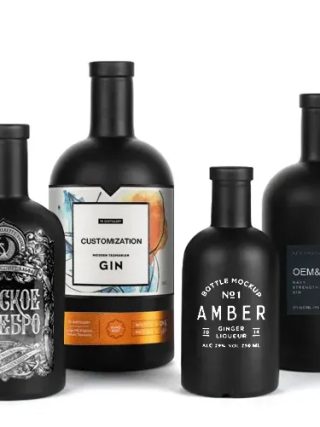 Alternative view of Black Label Bottle With Bar Top Cork for Whiskey ,Gin,Tequila