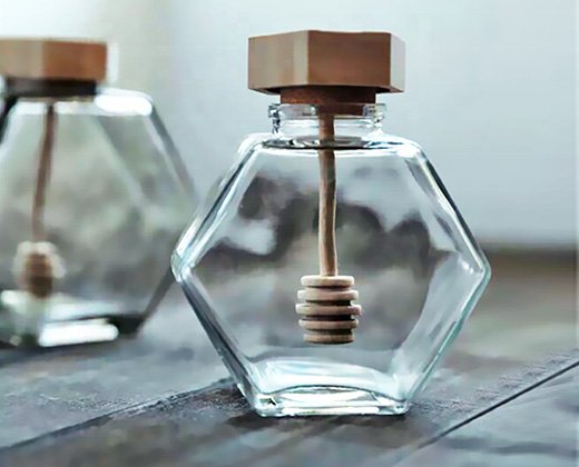 Alternative view of Hexagon Glass Jars for Honey, Lead-Free and Safe